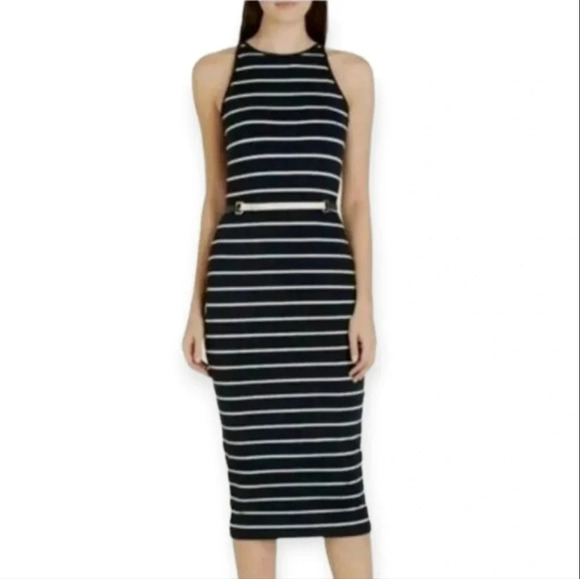 Ted Baker Linn Striped Jersey Sleeveless High Neck Midi Dress Size 5 TB or 12 US - Picture 16 of 16